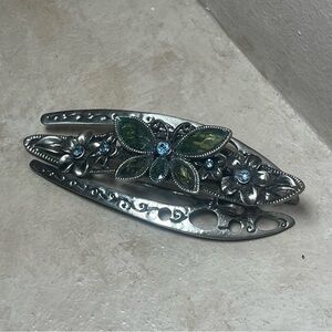Butterfly flowers rhinestones metal hair clip